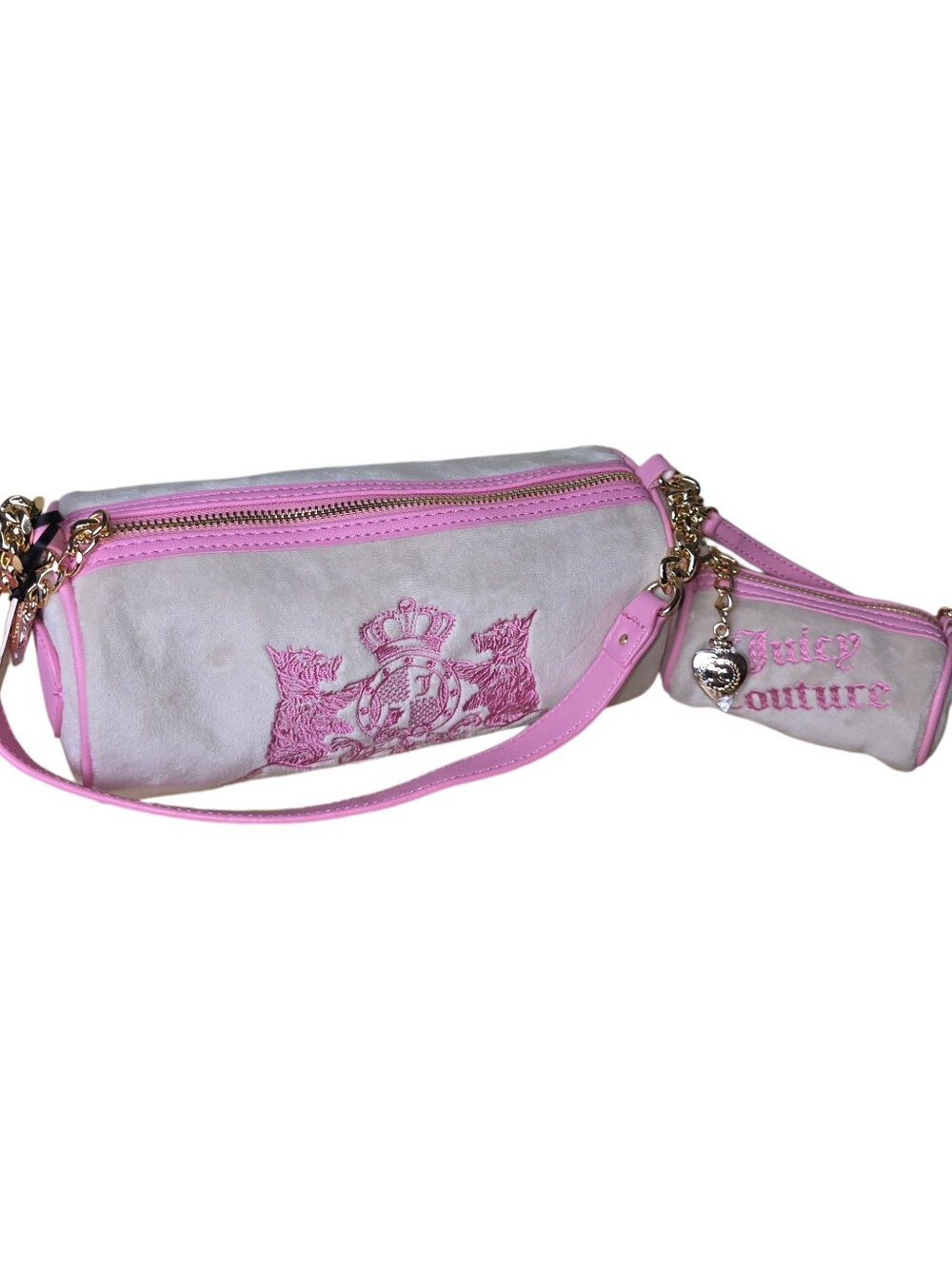 Juicy Couture Choose Scottie Dogs Barrel Satchel W/Matching Mini Barrel Satchel